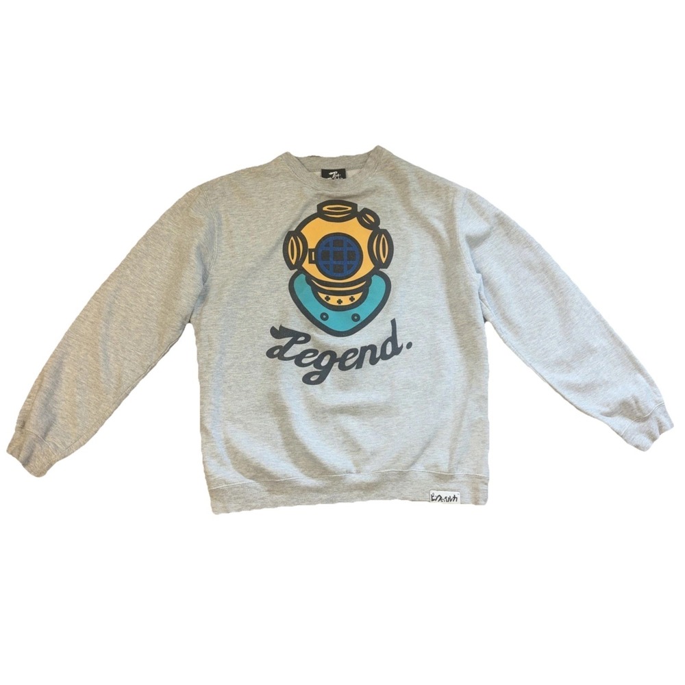 Pink Dolphin Unisex Gray Crewneck Graphic Pullover Sweatshirt Legend Scuba Sz Lg